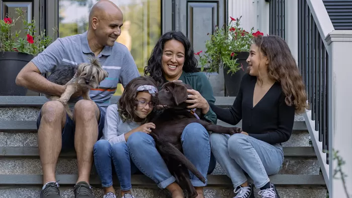 family on porch