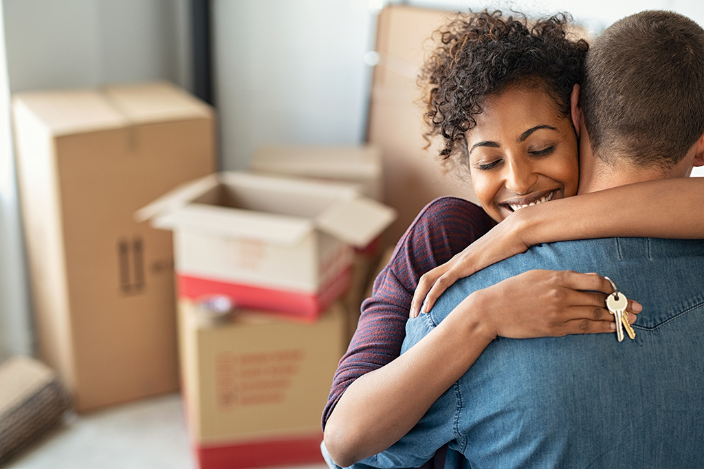 couple celebrating their new home
